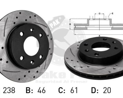 Disco Freno Renault 9 - 18 Gtx 2.0 - 19 - 21 Rs - Clio Fase I 1.4 - Etoile 1.6
